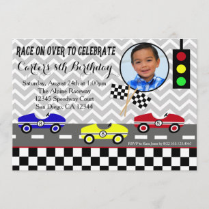 Invitation course voiture racecar garçon anniversaire invitat
