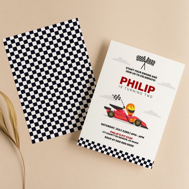 Invitation Course voiture Racing garçon fête d'anniversaire (Créateur téléchargé)