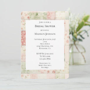 Invitation Courte de lit florale rose menthe de ferme Cadeau