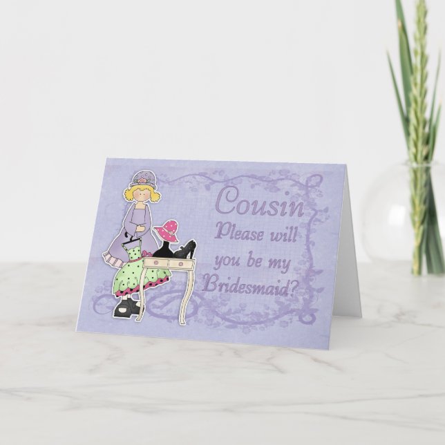 Invitation Cousin Bridesmaid - Serez-Vous Ma Femme D'Accueil  (Devant)