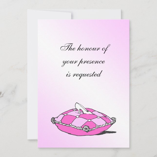 Invitation Coussin rose Cinderella Slipper (Devant)