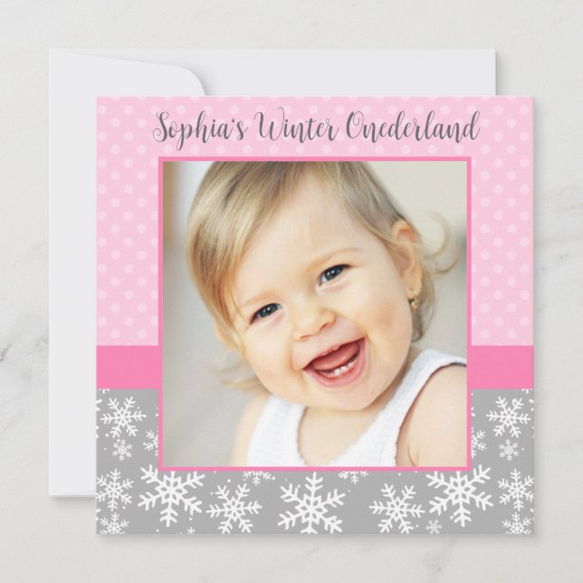 Invitation Couteaux de neige mignons Hiver Onederland Photo G (Devant)