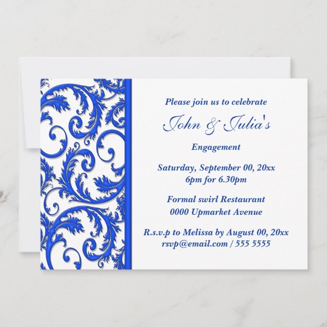 Invitation COUTUME blanche bleue d'anniversaire de (Devant)