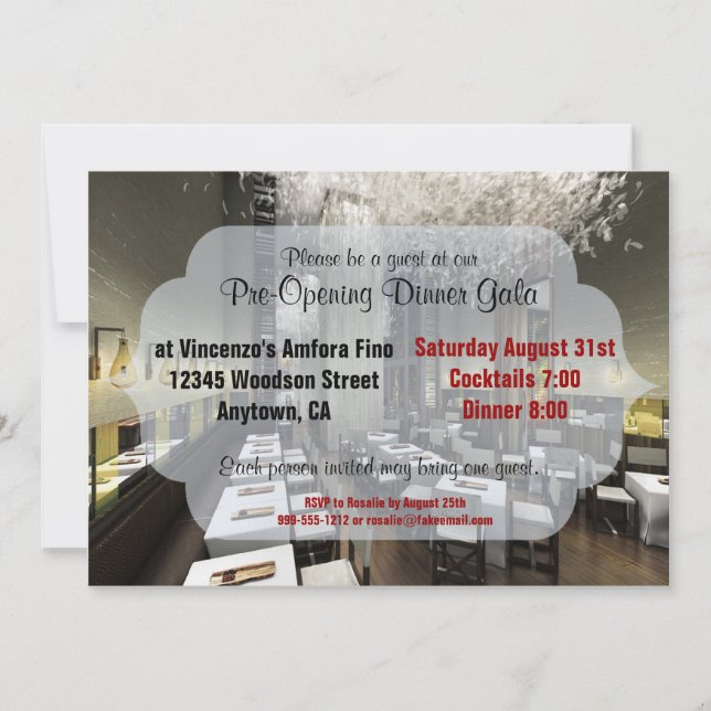 Invitation Coutume pré/invitations restaurant d'ouverture (Devant)