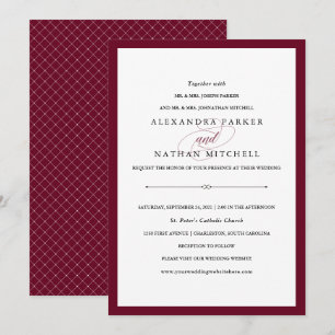Invitation Couture élégante Marsala Mariage