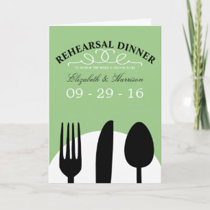 Invitation Couverts noirs modernes pour dîner de répétition d