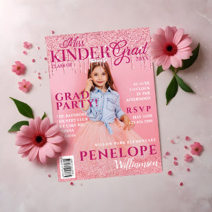 Invitation Couverture de la Parties scintillant rose de Miss