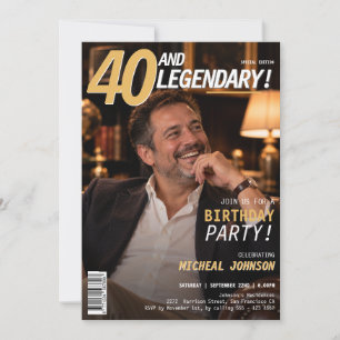 Invitation Couverture de magazine 40 ans et légendaire pour 4