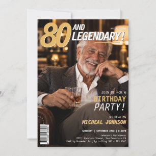 Invitation Couverture de magazine 80 ans et hommes légendaire