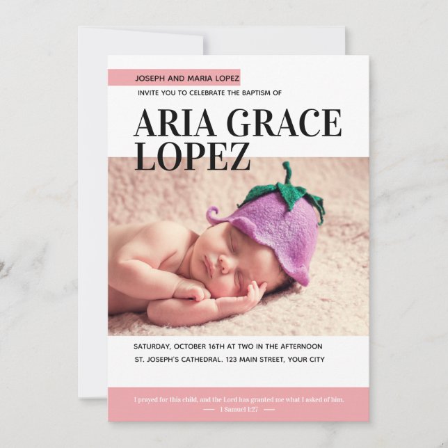 Invitation Couverture de magazine Bébé fille Baptême (Devant)