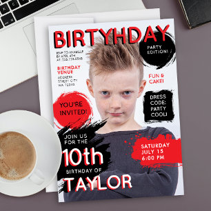 Invitation Couverture de magazine de mode de journal rouge no