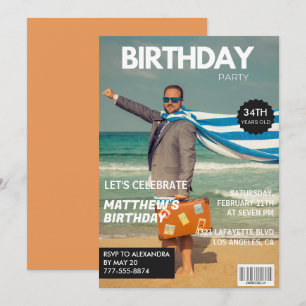 Invitation Couverture de magazine moderne pour son 34e annive