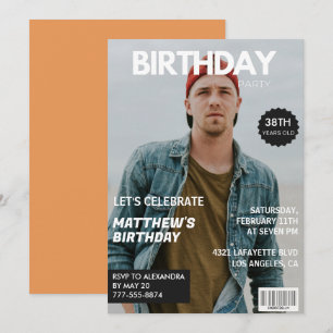 Invitation Couverture de magazine moderne pour son 38e annive
