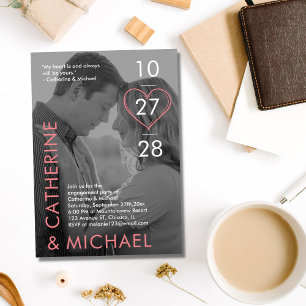 Invitation Couverture de magazine - photo foncée - rose minim