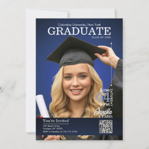Invitation Couverture de Magazine Remise de Diplômes Bleu