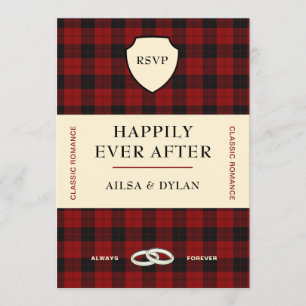 INVITATION COUVERTURE DU LIVRE TARTAN EN ÉCOSSE MARIAGE RSV