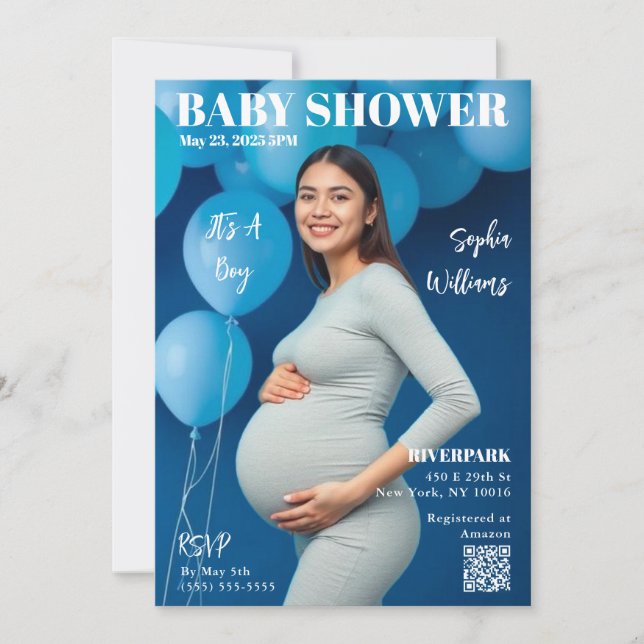 Invitation Couverture du magazine baby shower (Devant)
