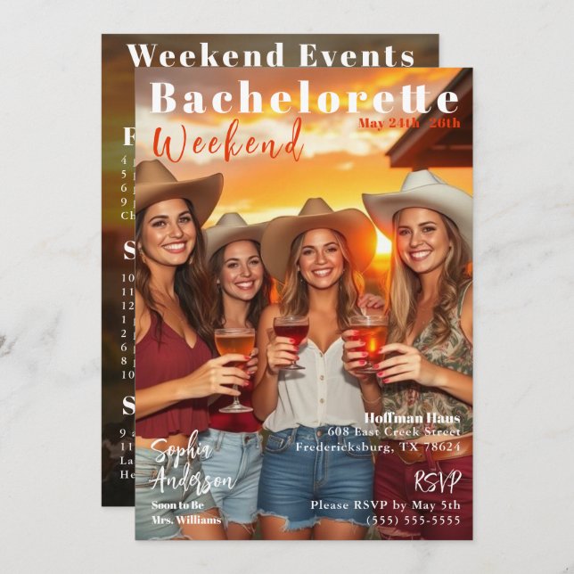 Invitation Couverture du magazine Bachelorette Weekend (Devant / Derrière)