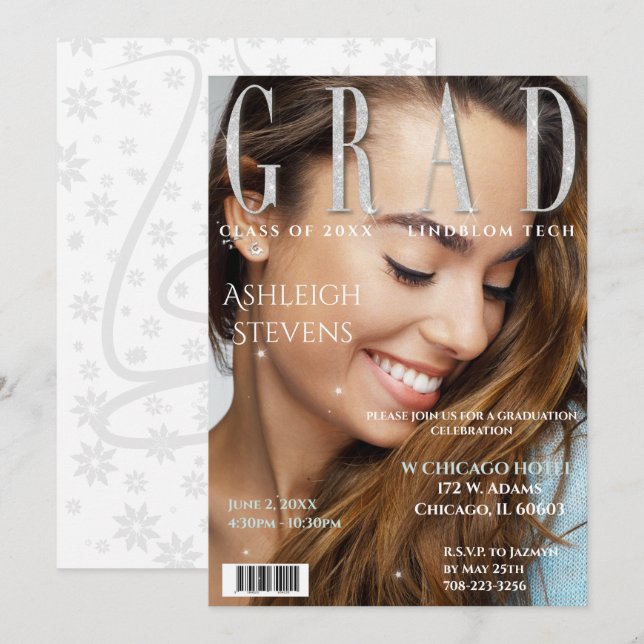 Invitation Couverture du magazine Graduate Photo Graduate Par (Devant / Derrière)