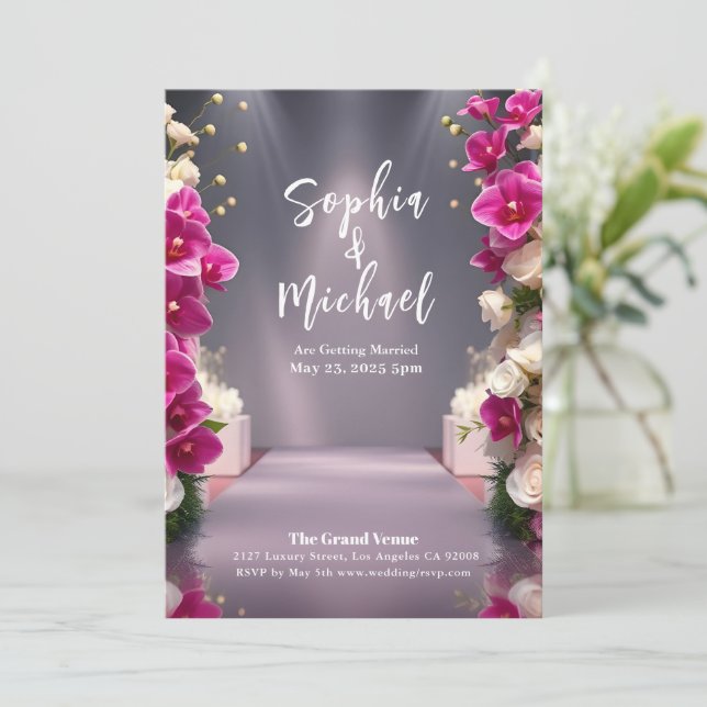 Invitation Couverture du magazine mariage Roses blanches et o (Debout devant)