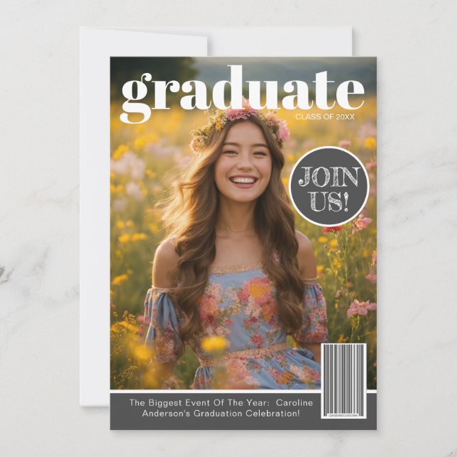 Invitation Couverture du magazine Photo de la fête des diplôm (Devant)