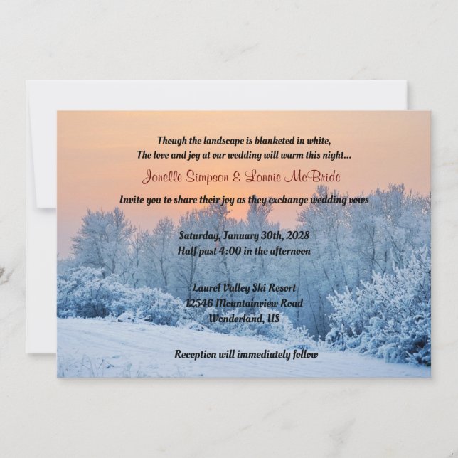Invitation Couverture du Mariage White Winter Wonderland (Devant)