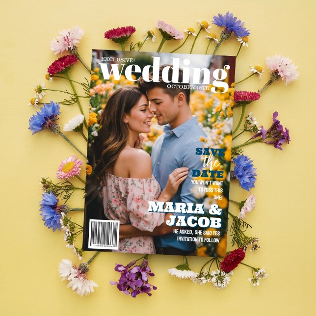 Invitation Couverture Magazine Enregistrer la photo Date (Créateur téléchargé)