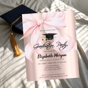 Invitation Couvre-ceremonie rose métallisé avec noeud papillo