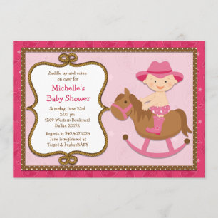 Invitation Cow-girl occidentale d'invitation de baby shower