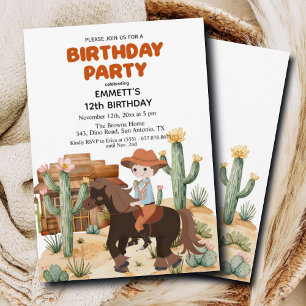Invitation Cowboy à cheval 12e fête d'anniversaire