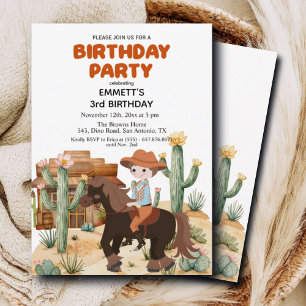 Invitation Cowboy à cheval 3e fête d'anniversaire