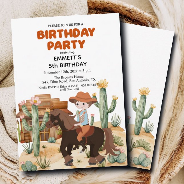 Invitation Cowboy à cheval 5e fête d'anniversaire (Créateur téléchargé)