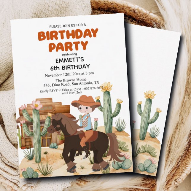 Invitation Cowboy à cheval 6e fête d'anniversaire (Créateur téléchargé)
