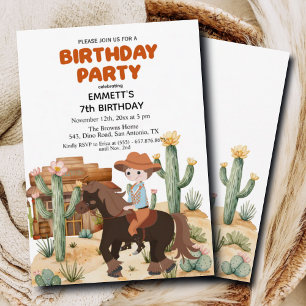 Invitation Cowboy à cheval 7e fête d'anniversaire