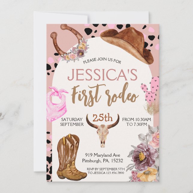 Invitation Cowboy Anniversaire 1er Rodéo Anniversaire (Devant)