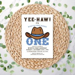 Invitation Cowboy Blue Premier Rodéo Premier anniversaire