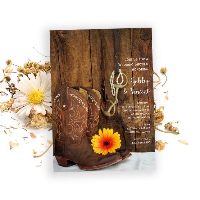 Invitation Cowboy Boot Daisy Horse Bit Western Wedding shower (Créateur téléchargé)