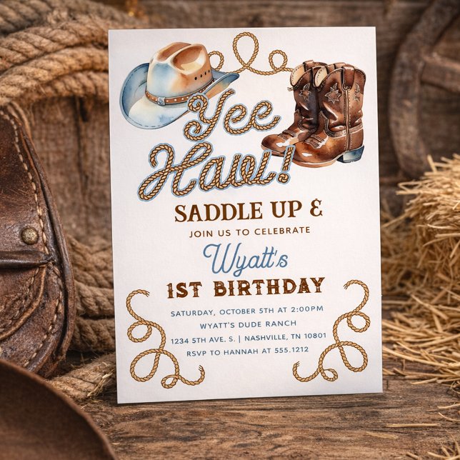Invitation Cowboy Boots First Rodeo Birthday (Cowboy Boots First Rodeo Birthday Invitation)