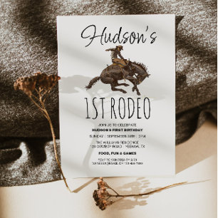 Invitation Cowboy Brown Watercolor 1ère Rodéo 1er Anniversair