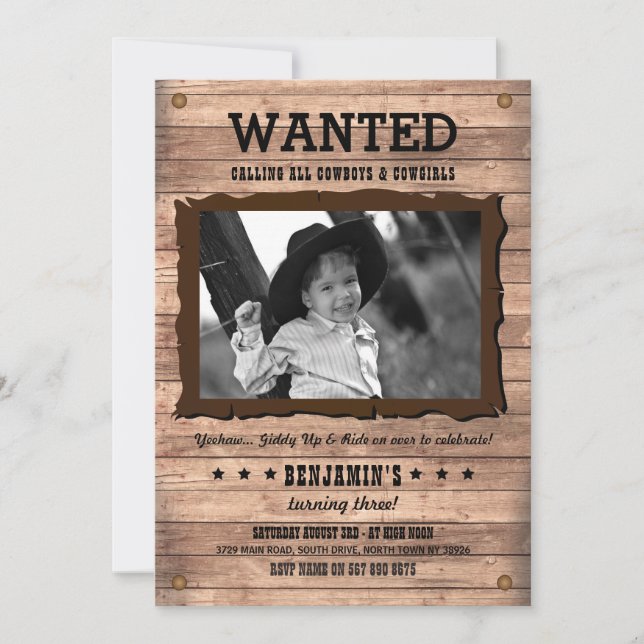 Invitation Cowboy Cowgirl Anniversaire de la fêtePoster reche (Devant)