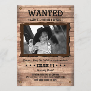 Invitation Cowboy Cowgirl Anniversaire de la fêtePoster reche