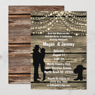 Invitation Cowboy Cowgirl Hug Bois String Réception lumineuse