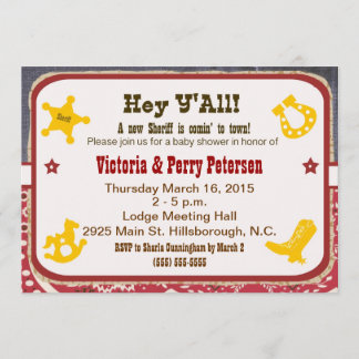 Invitation Cowboy Cute Boy ou Girl Baby shower -