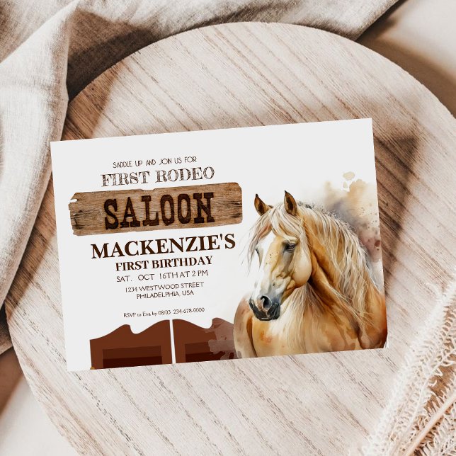 Invitation Cowboy fête d'anniversaire Premier Rodéo sauvage O (Créateur téléchargé)
