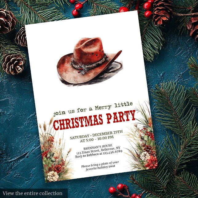 Invitation Cowboy Hat Christmas Party Digital Invite (Cowboy Hat Christmas Party Digital Invite)
