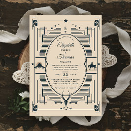 Invitation Cowboy Mariage Rustique Vintage Ouest Élégant