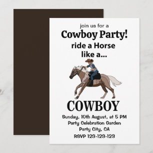 Invitation Cowboy Monte Un Cheval Comme Un Cowboy