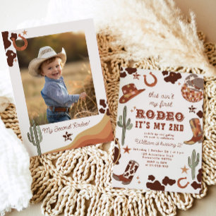 Invitation Cowboy occidental 2e Rodéo photo fête d'anniversai