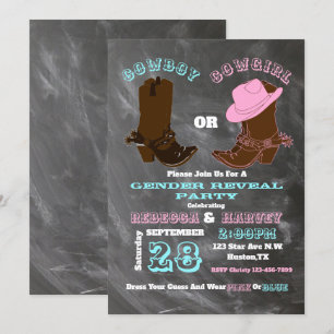 Invitation cowboy occidental ou cowgirl genre révéler la fête