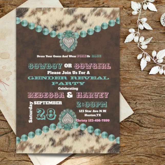 Invitation cowboy occidental ou cowgirl genre révéler la fête (western cowboy or cowgirl gender reveal party invitation)
